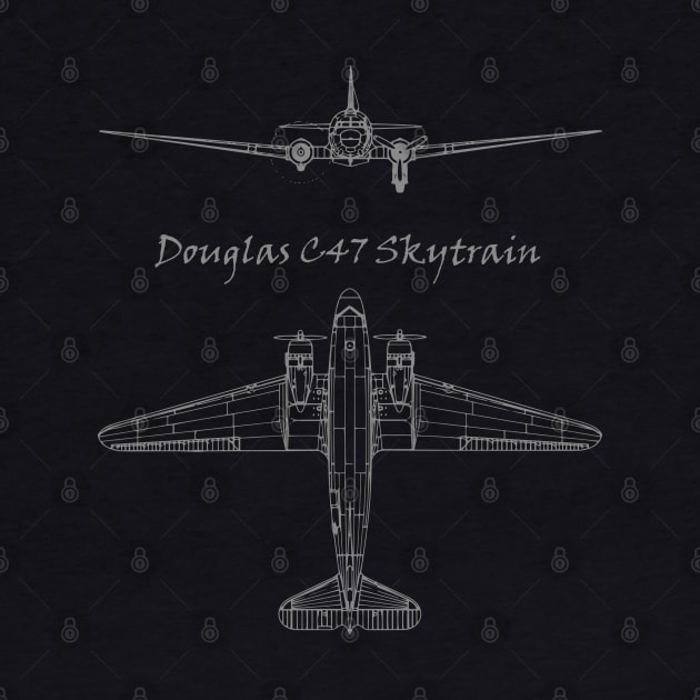 Douglas C-47 Skytrain Airplane Blueprint by Mandra